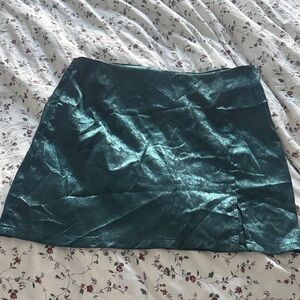 Elegant Teal Satin Skirt